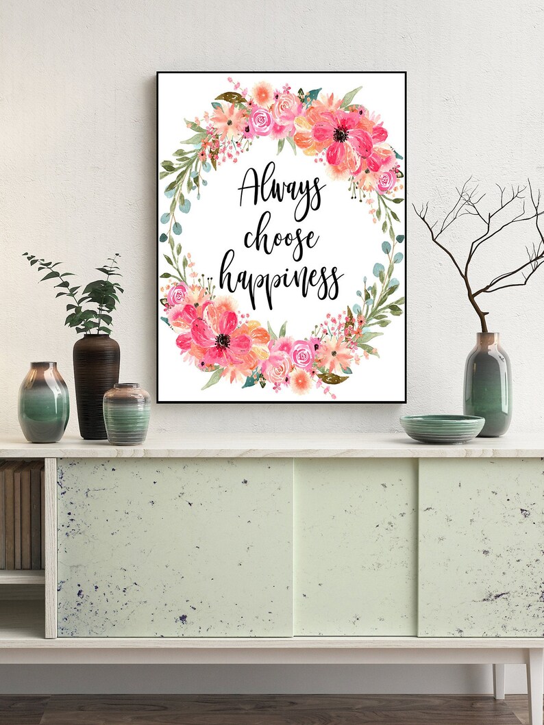 Always Choose Happiness Printable Wall Art Office Décor for Etsy
