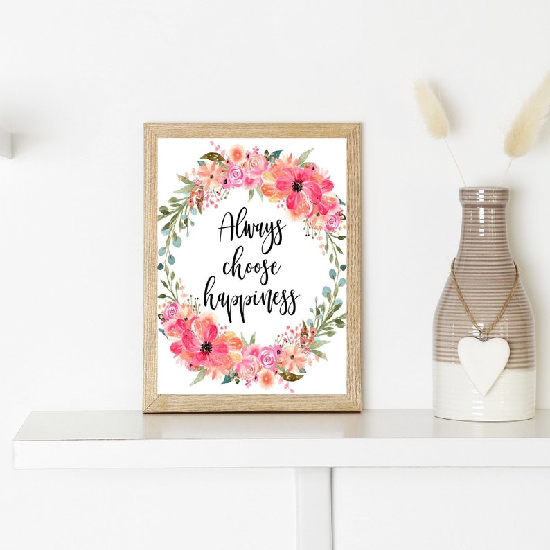 Always Choose Happiness Printable Wall Art Office Décor for Etsy