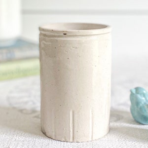 Antique English Advertising Ironstone Jam Pot; Plain Marmalade, Jelly Jar; Primitive Stoneware Crock; Rustic Kitchen Decor; Farmhouse Vase