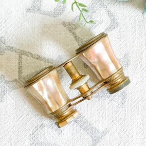Antique French Mother of Pearl Opera Glasses; Deraisme Paris Brass Opera Glasses; Ornate Opera Binoculars; Brass Decor, Optometrist Gift