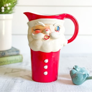 Vintage 1960s Holt-Howard Santa Pitcher; Mid Century Winking Santa Pitcher; Vintage Santa Beverage Serving Pitcher; Vintage Christmas Decor