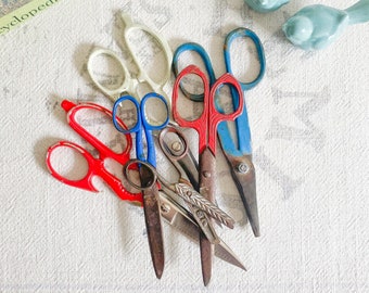 Vintage Patriotic Scissors, Red White Blue Handles, Crafting Decor