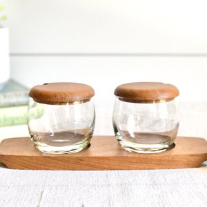 Vintage Teakwood Condiment Server; Glass & Wood Condiment Tray; MCM Serving Ware; Jelly Server; Wedding Housewarming Birthday Gift Him, Her