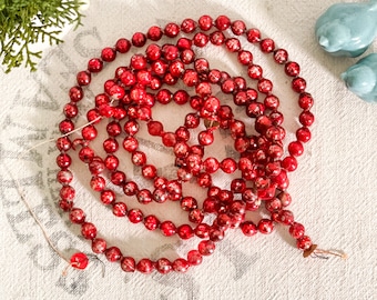 Vintage Large Red Mercury Glass Beaded Christmas Garland