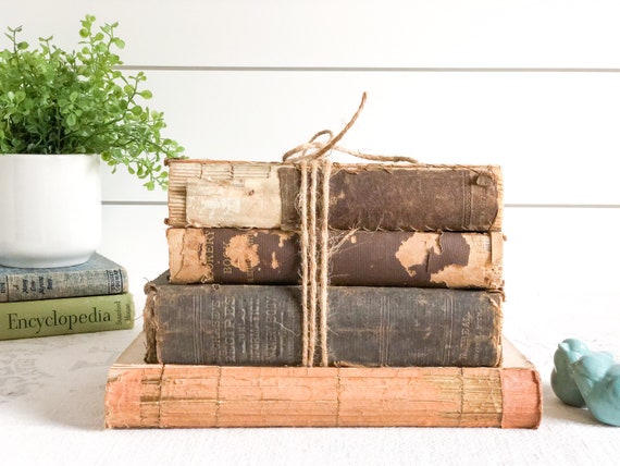 Antique Book Bundle Set; Deconstructed Decorative Book Set; Book Stack Decor; Antique Cookbook, Fashion, Facts, Home Remedies
