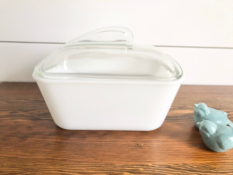 Vintage Glasbake 11/2 Qt. Loaf Pan w/FinStyle Lid Milk Etsy