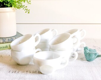 Vintage White Milk Glass Punch Cups; White Glass Mug; Children's Chocolate Cups; Holiday Drinkware; Small Planter; Wedding Housewarming Gift