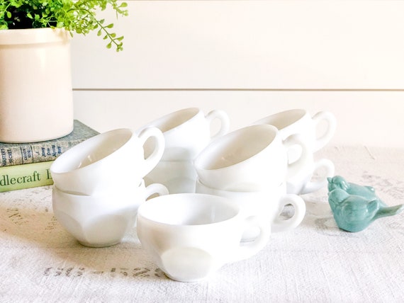 Vintage White Milk Glass Punch Cups; White Glass Mug; Children's Chocolate Cups; Holiday Drinkware; Small Planter; Wedding Housewarming Gift