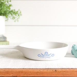 Vintage Corning Ware Cornflower Blue &quot;P-83-B&quot; Skillet; Small Blue & White Frying Pan; Retro Kitchen Cookware; Housewarming, Birthday Gift