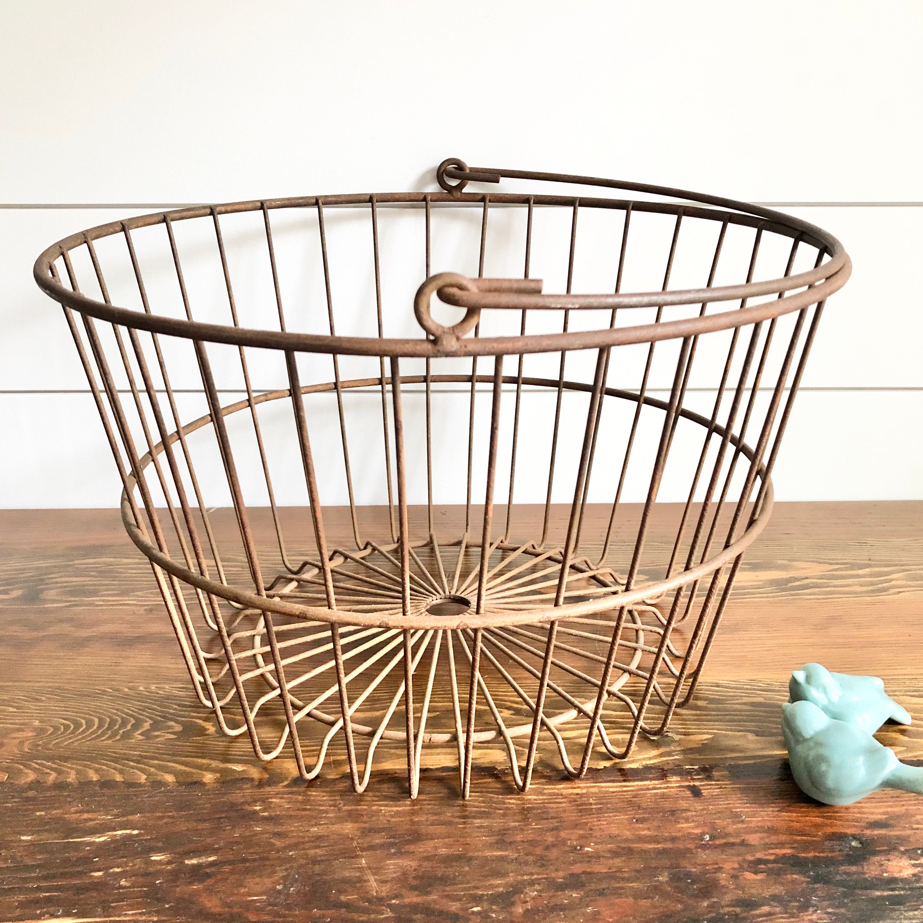 Vintage Wire Egg Clam Basket Market Gathering Basket Rustic | Etsy