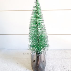 Childs Wooden Shoe Last w/Bottle Brush Tree Shoe Form w/Sisal Tree Vintage Christmas, Holiday Decor Christmas Gift, Farmhouse Decor image 5