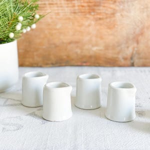 Vintage Set of Restaurant Ware Creamers; Chunky White Ironstone Creamers; Individual Stoneware Cream Jars; Farmhouse Diner, Bud Vases