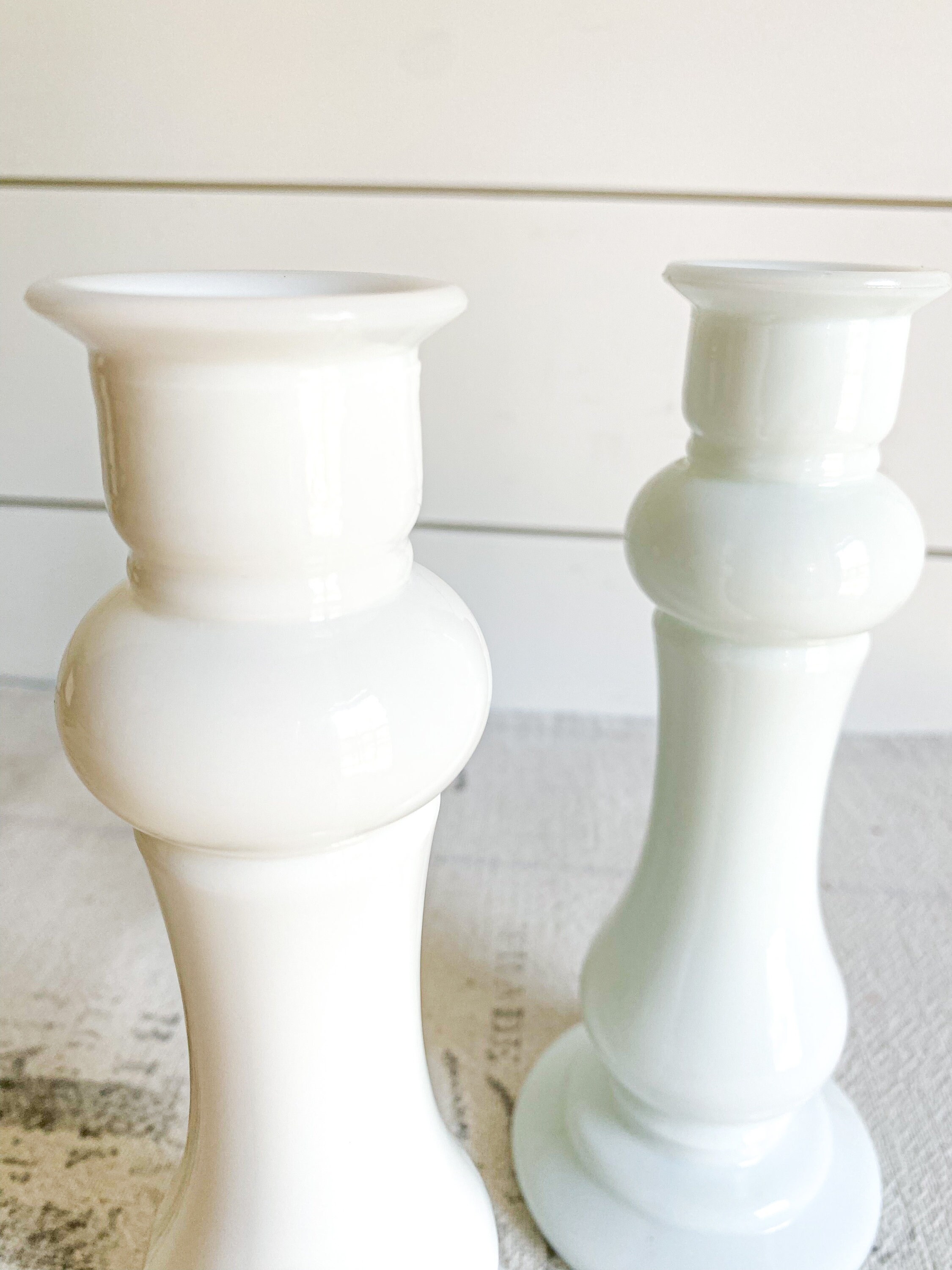 Vintage Pair of White Milk Glass Vases Mid Century Milk Glass Etsy