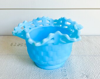 フェントン製のブルーの花籠 フェントン製のブルーの花籠【公式通販】