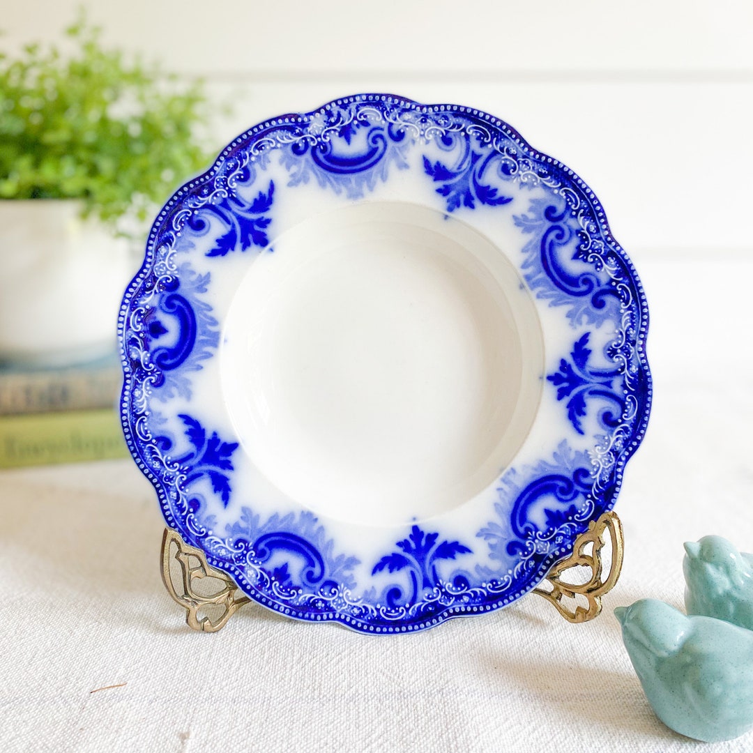 Antique Grindley Flow Blue Soup Bowl – 
