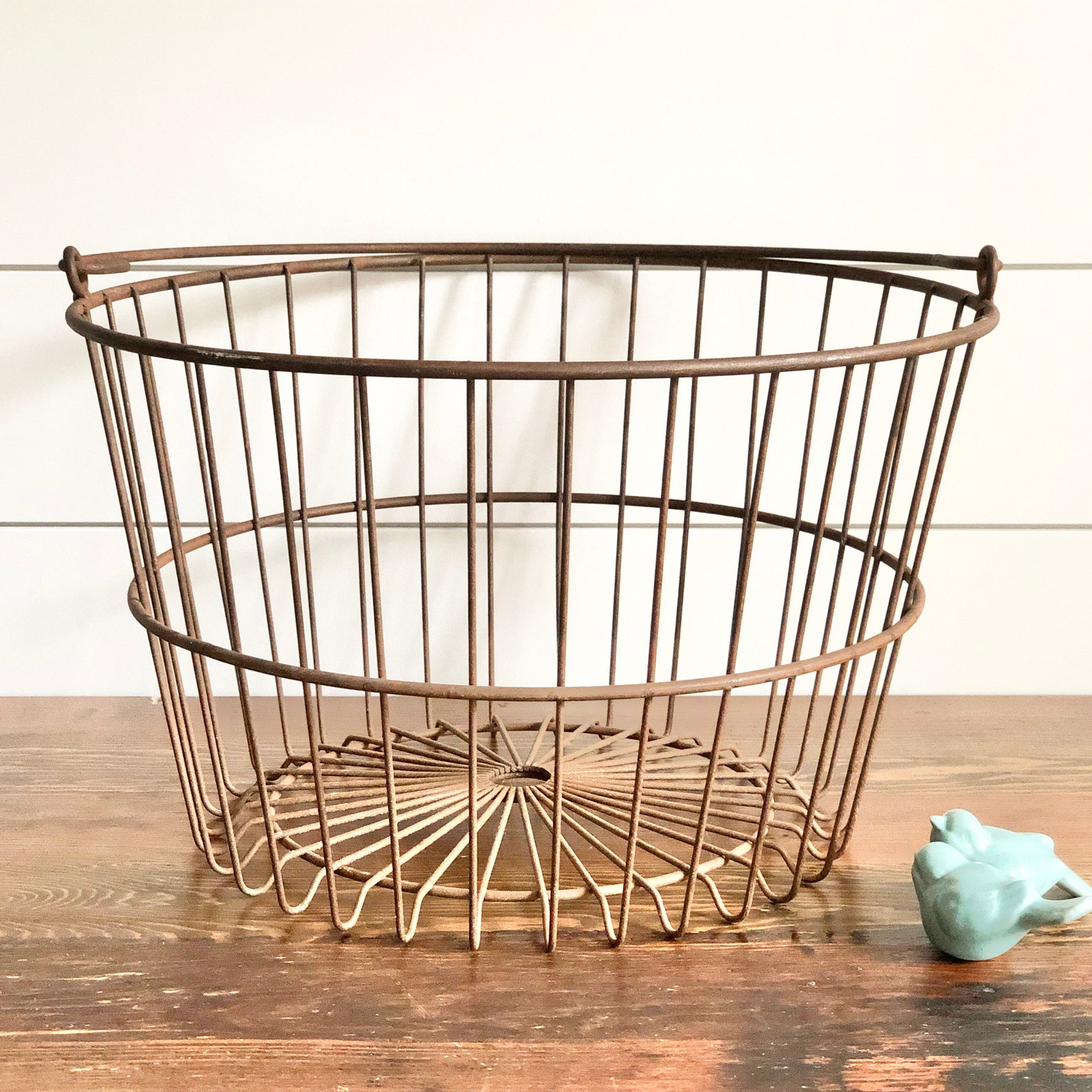 Vintage Wire Egg Clam Basket Market Gathering Basket Rustic | Etsy