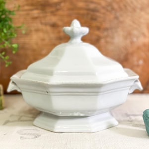 Antique Jacob Furnival Ironstone Vegetable Dish; White Ironstone Covered Serving Dish; Vegetable Tureen w/ Lid; Antique English Ironstone