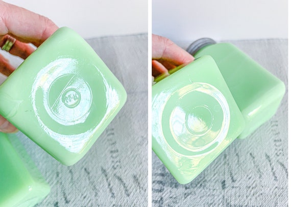 Vintage Jadeite Glass Range Shaker Set; Jade-ite Mint Green Milk
