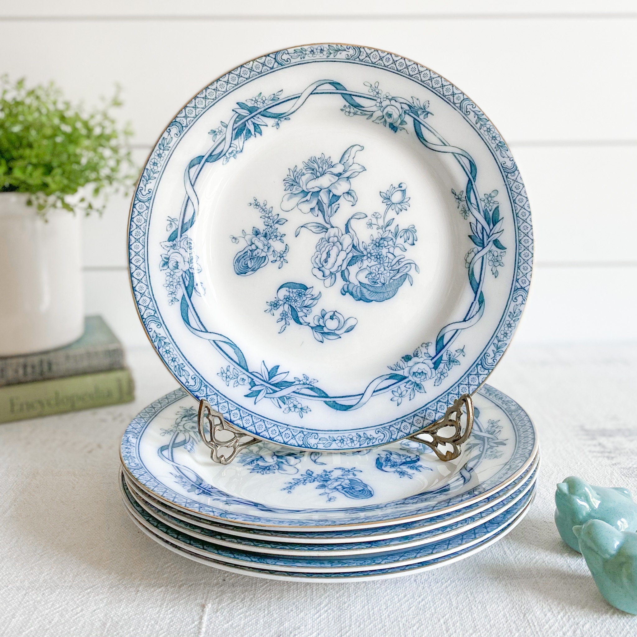 English Flow Blue Togo Plate - Ruby Lane