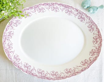 Antique Purple Transferware Platter – John Maddock & Sons, English Ironstone