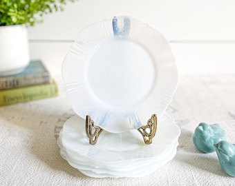 Set of Vintage MacBeth Evans Bread & Butter Plates - "American Sweetheart"; White Opalescent Small Plates; Depression Glass Appetizer Plates