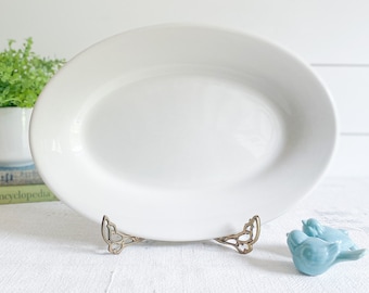 Vintage Buffalo China Restaurant Ware Platter; Heavy Creamy White Diner Plate; Chunky Retro Serving Dish; Farmhouse Table Vitrified China