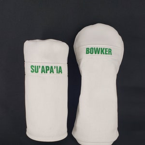 Personalized Masters Caddie Jumpsuit Inspired Headcovers - Mitt or Cylinder  - YourGolfHeadcovers.com