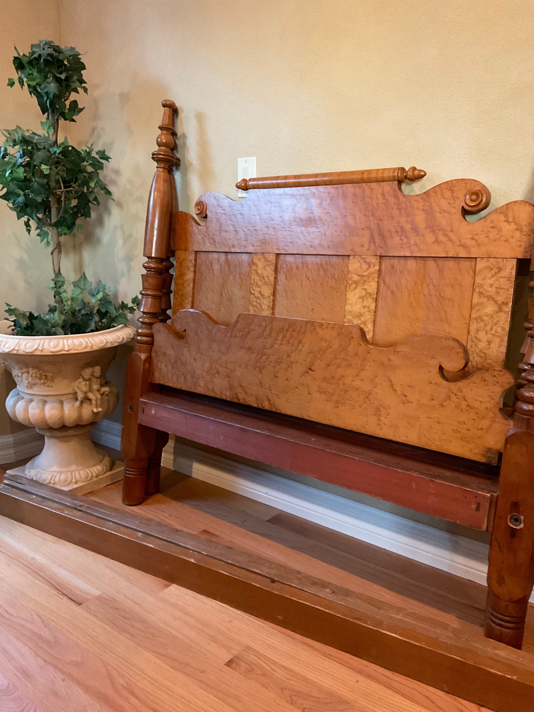 18th Century Curly Maple Antique Full Size Bed Frame Etsy