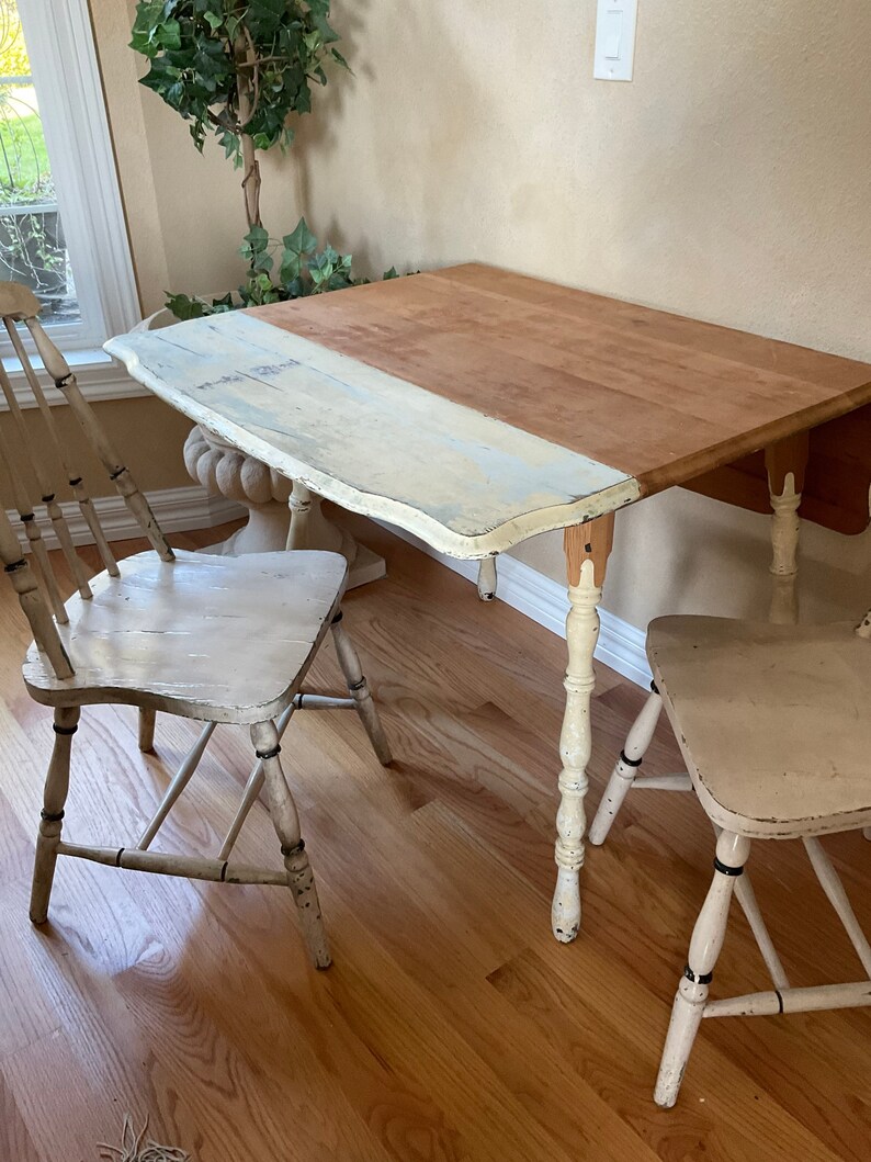 Vintage Shabby Chic Table Set. Farmhouse Table and Chairs. Etsy