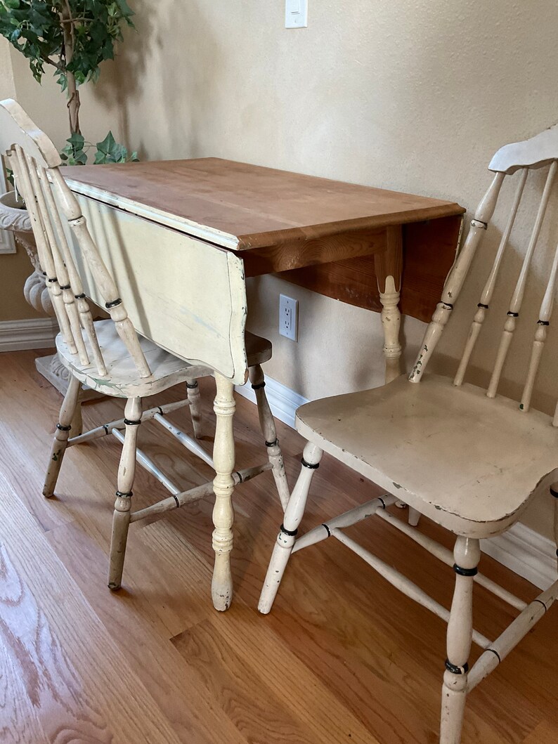 Vintage Shabby Chic Table Set. Farmhouse Table and Chairs. Etsy