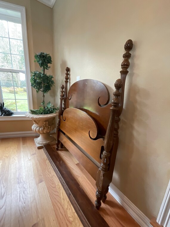 Vintage Twin Size Bed Frame. Acorn Four Poster Bed Frame. Etsy