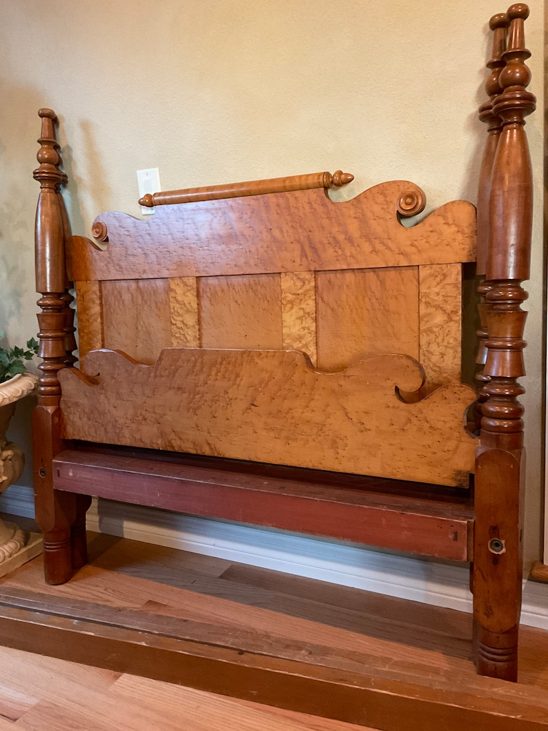 18th Century Curly Maple Antique Full Size Bed Frame Etsy