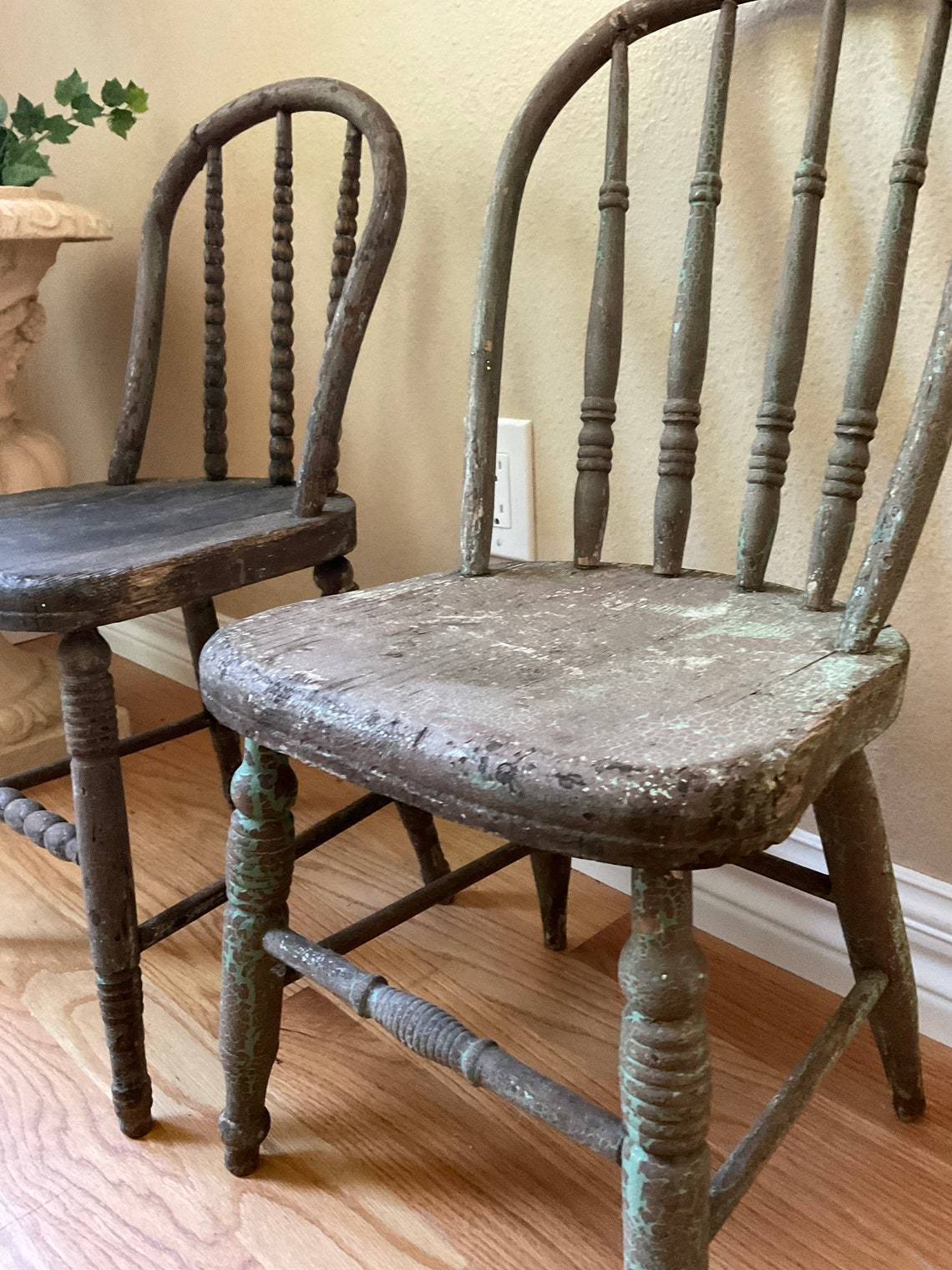 Primitive Windsor Antique Spindle Spool Childs Chairs. Pair Etsy