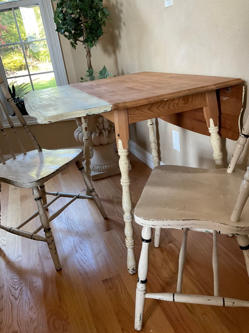 Vintage Shabby Chic Table Set. Farmhouse Table and Chairs. Etsy