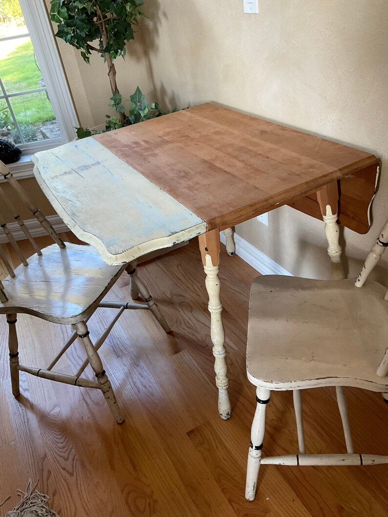 Vintage Shabby Chic Table Set. Farmhouse Table and Chairs. Etsy
