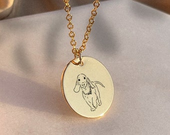 Personalised Engraved Pet Portrait Necklace Handcrafted Dog Necklace Elegant Style Pet Charm Unique Gift for Women
