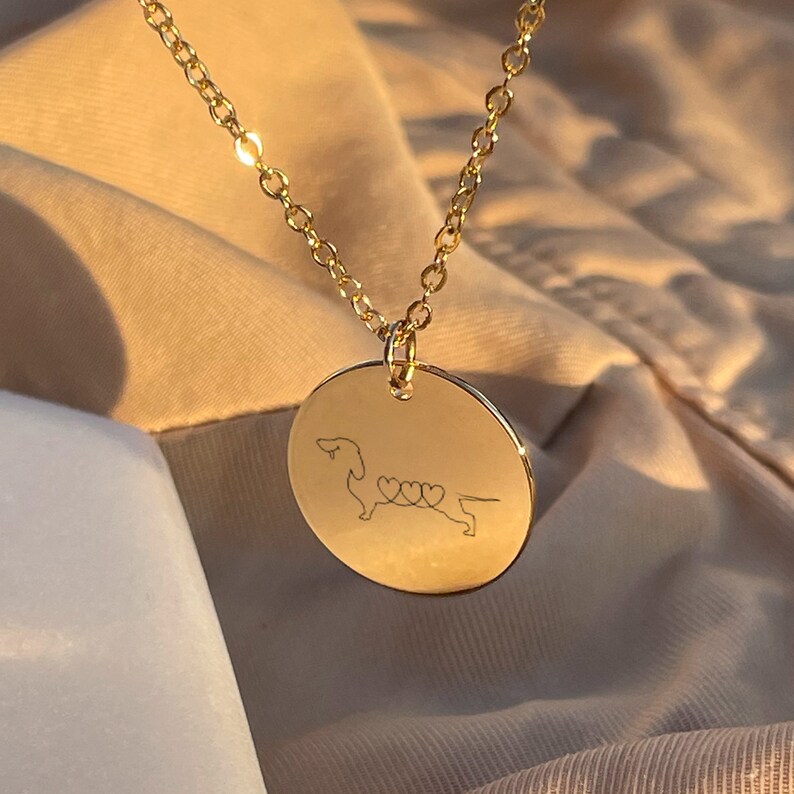Personalized Dog Name Necklace for Pet Parent Jewelry Gifts for Dog Lovers Engraved Gold Disc Necklace Customized Pet Memorial Gifts image 6