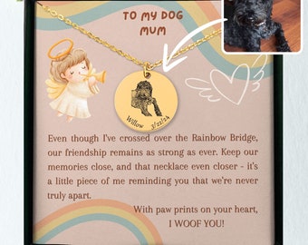 To My Dog Mama Personalized Memorial Pet Portrait Necklace - Rainbow Bridge Dog Necklace - Loss of Dog Gift - Dog Loss Gift - Dog Mom Gift