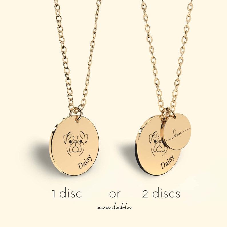 Personalized Dog Name Necklace for Pet Parent Jewelry Gifts for Dog Lovers Engraved Gold Disc Necklace Customized Pet Memorial Gifts image 2