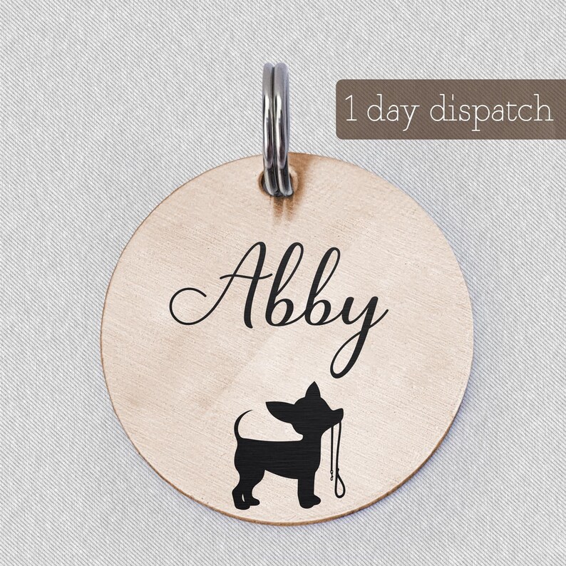 Engraved Abby Dog Collar Tag Ideal Pet Jewelry Cat Collar ID Tag Small Pet Name Tag Cute Custom Pet ID Tag HappyPaws