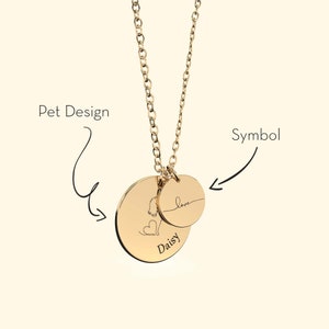Personalized Dog Name Necklace for Pet Parent Jewelry Gifts for Dog Lovers Engraved Gold Disc Necklace Customized Pet Memorial Gifts image 3