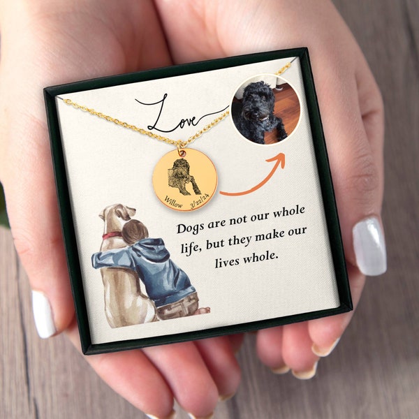 Custom Dog Picture Pendant - Personalized Dog Mom Necklace- Dog Portrait Charm from Photo- Pet Loss Gift - Dog Loss Custom Gold Pet Jewelry