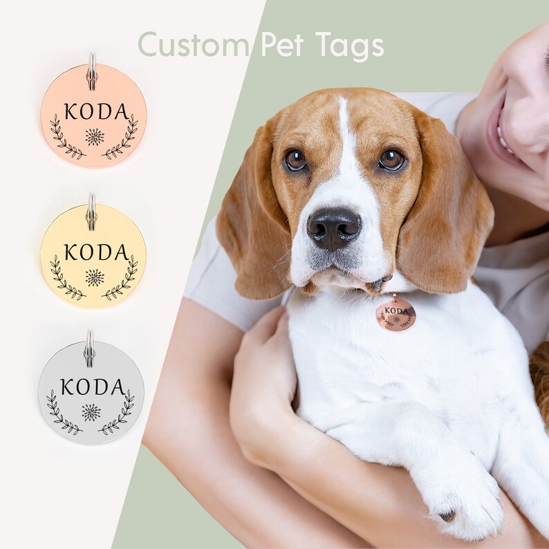 Dog ID Tag Personalized Pet Collar Tag Nature Dog and Cat Etsy
