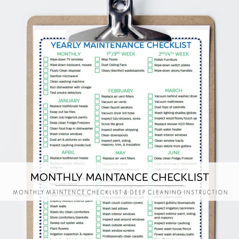 Yearly Home Maintenance ǀ Home Maintenance Checklist ǀ Monthly | Etsy