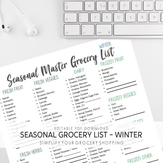 seasonal winter eating grocery list master grocery list etsy ireland