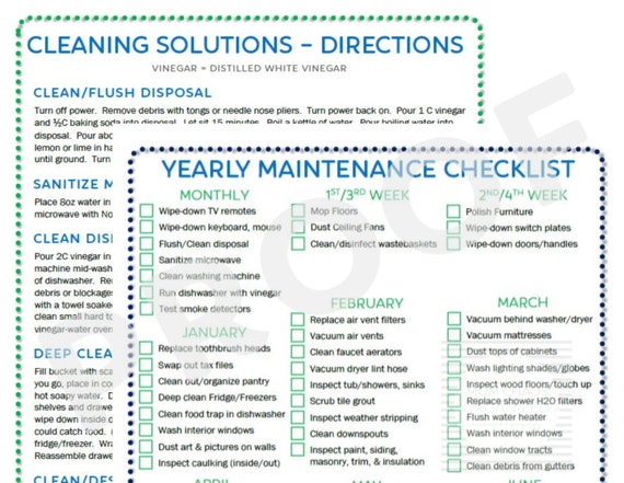yearly home maintenance home maintenance checklist monthly schedule deep cleaning directions spring cleaning pdf instant download yearly home maintenance