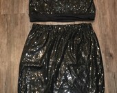 Two Piece Soft Set, One Sleeve Top With Mini Skirt