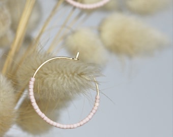 25mm örhängen i 14k guldfyllt, japanska Miyuki pärlörhängen