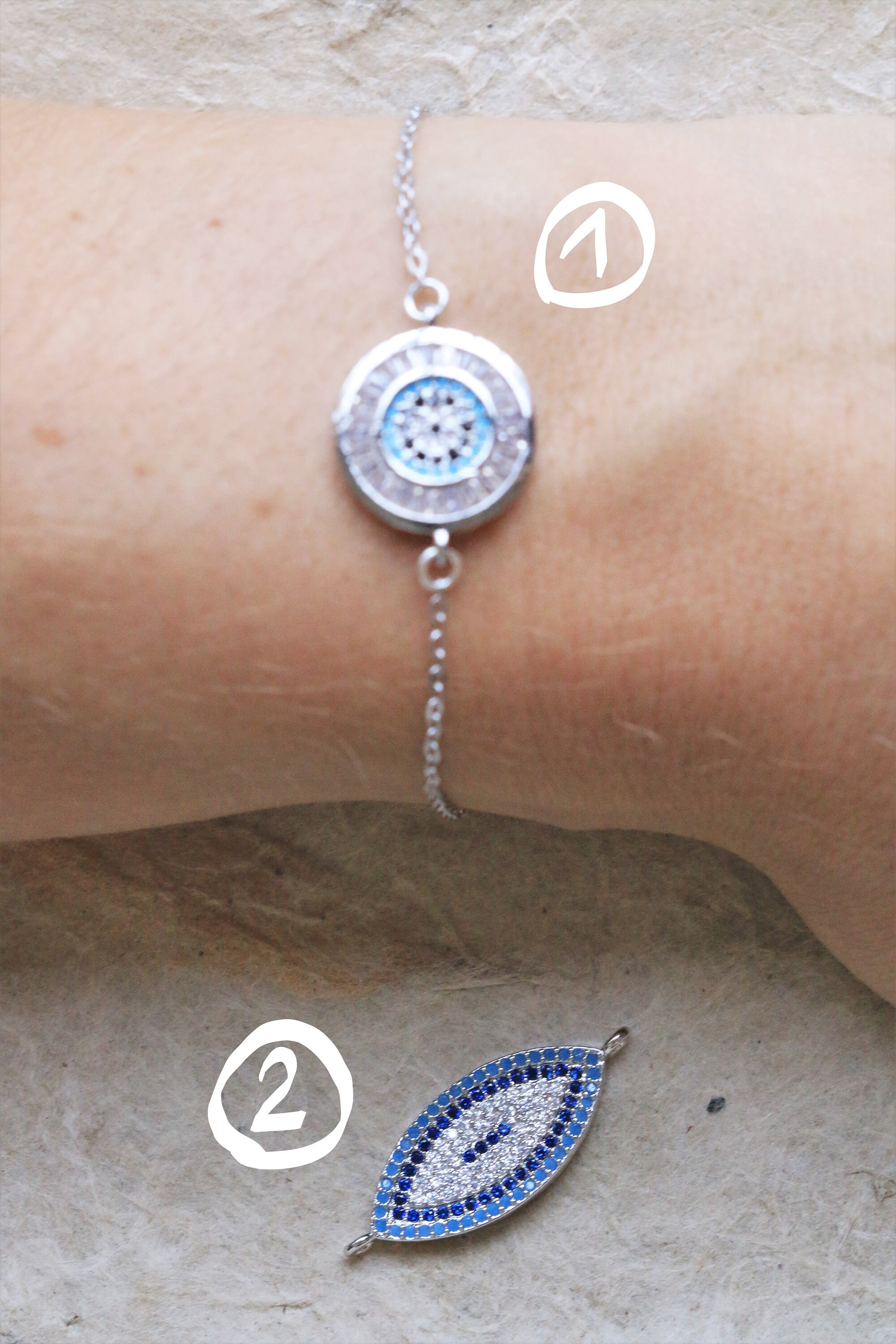 CHAIN & CORD EYE PROTECTION BRACELET - PASTEL GREY - SILVER main image 0