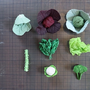 1:12 Scale Dollhouse Cole Crops (Broccoli, Brussels Sprouts, Cabbage, Cauliflower, Collard Greens, Kale, Mustard Greens)